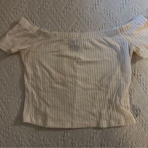 Forever 21 Off-Shoulder Ribbed Top in Cream